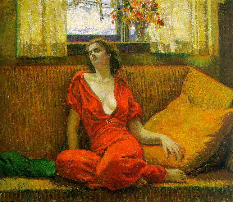 Wilson Irvine Lady in Red oil painting picture